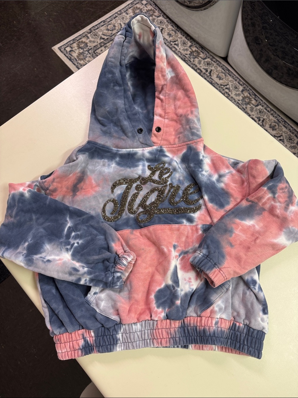 Kid’s Le Tigre Tie Dye Hoodie with Glitter Script